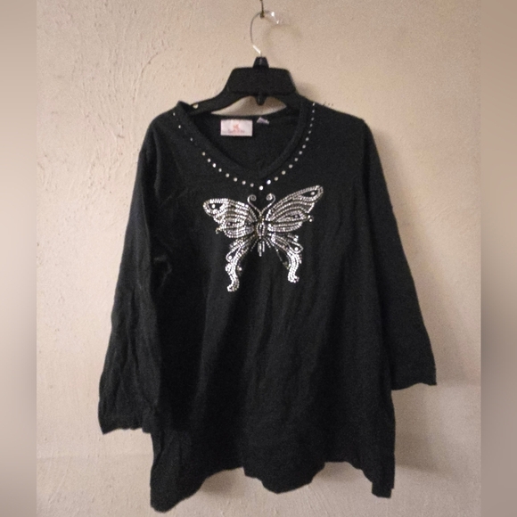 Quacker Factory Tops - Quacker Factory Black Top with Silver Accents